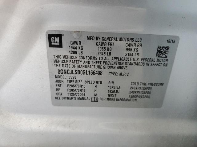 2016 Chevrolet Trax 1Lt VIN: 3GNCJLSB0GL166498 Lot: 62486674