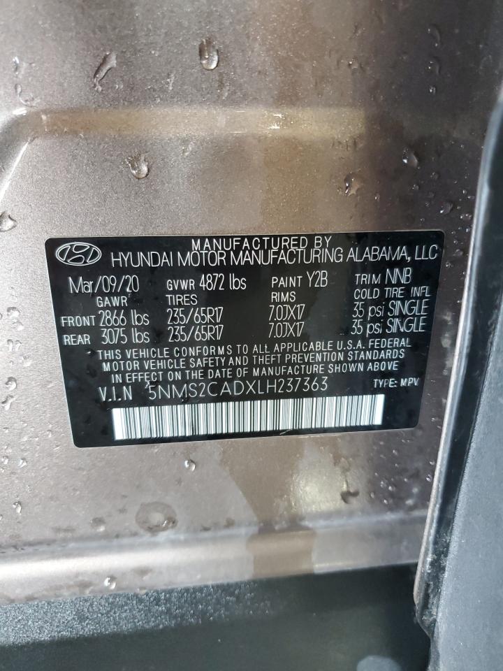 5NMS2CADXLH237363 2020 Hyundai Santa Fe Se