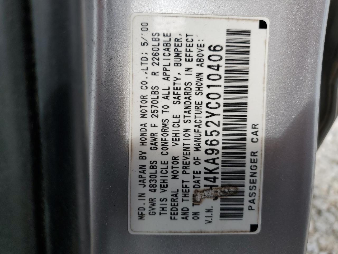 JH4KA9652YC010406 2000 Acura 3.5Rl