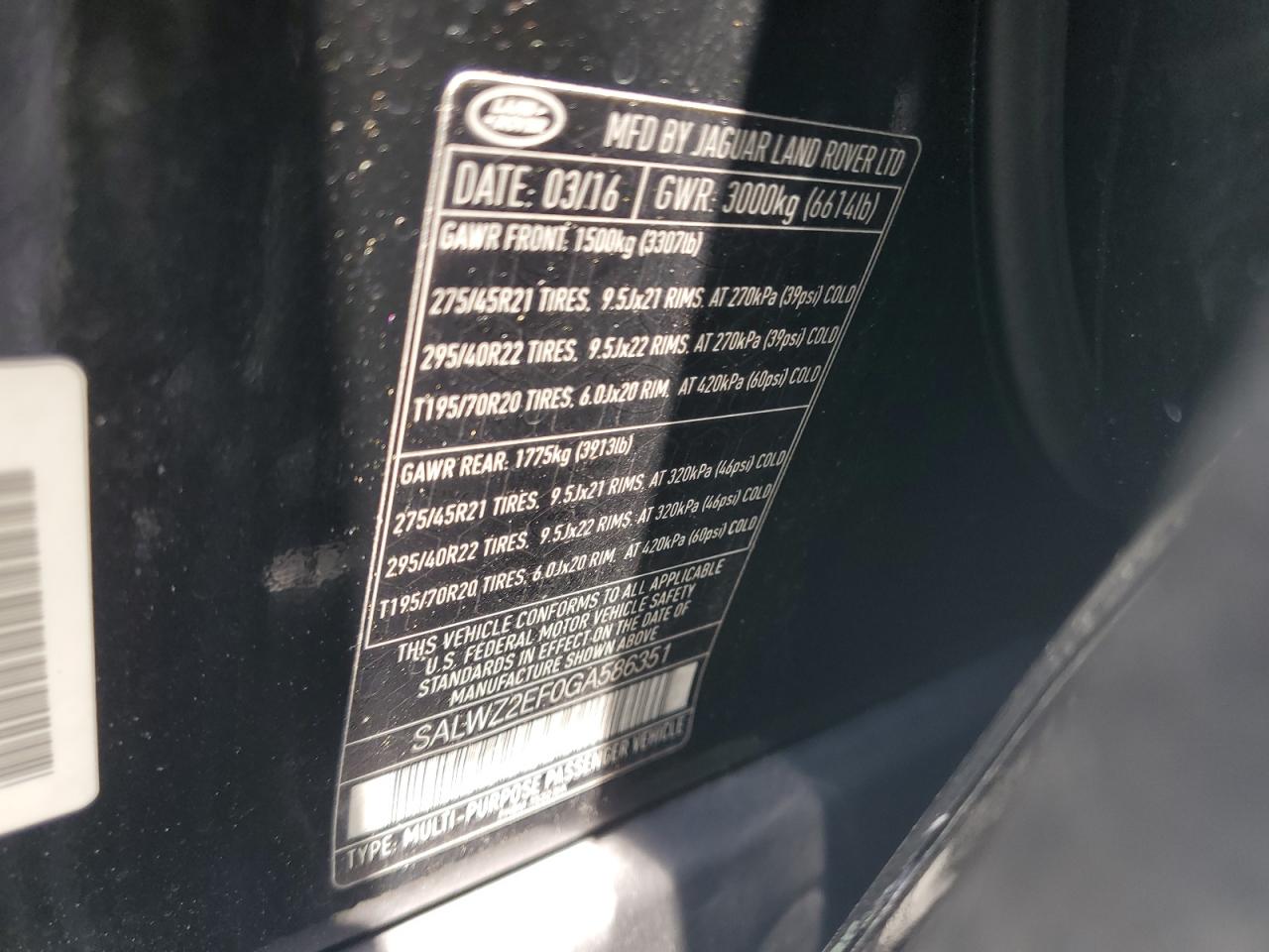 SALWZ2EF0GA586351 2016 Land Rover Range Rover Sport Svr