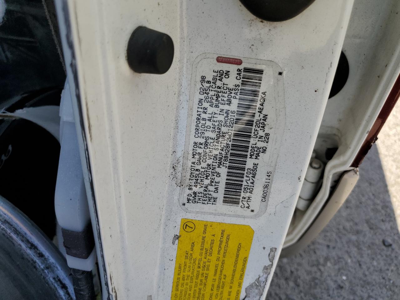 JT8BH28F2W0122016 1998 Lexus Ls 400