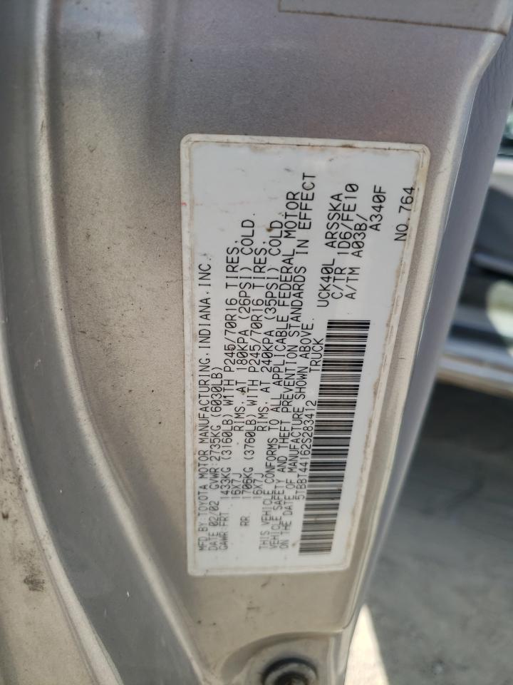 5TBBT44162S283412 2002 Toyota Tundra Access Cab