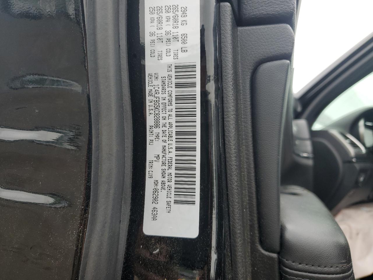 1C4RJFBG5KC828886 2019 Jeep Grand Cherokee Limited