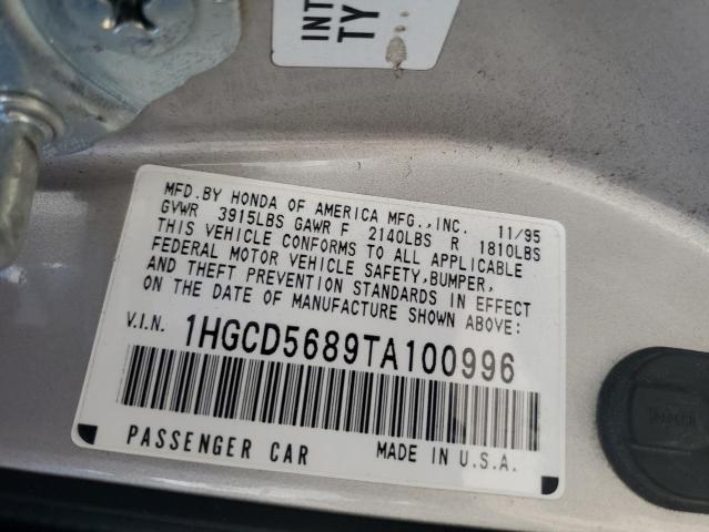 1996 Honda Accord Dx 25Th Anniversary VIN: 1HGCD5689TA100996 Lot: 61444824