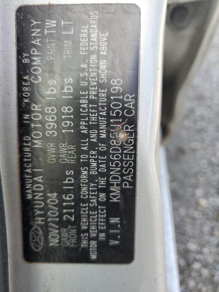 KMHDN56D85U150198 2005 Hyundai Elantra Gls