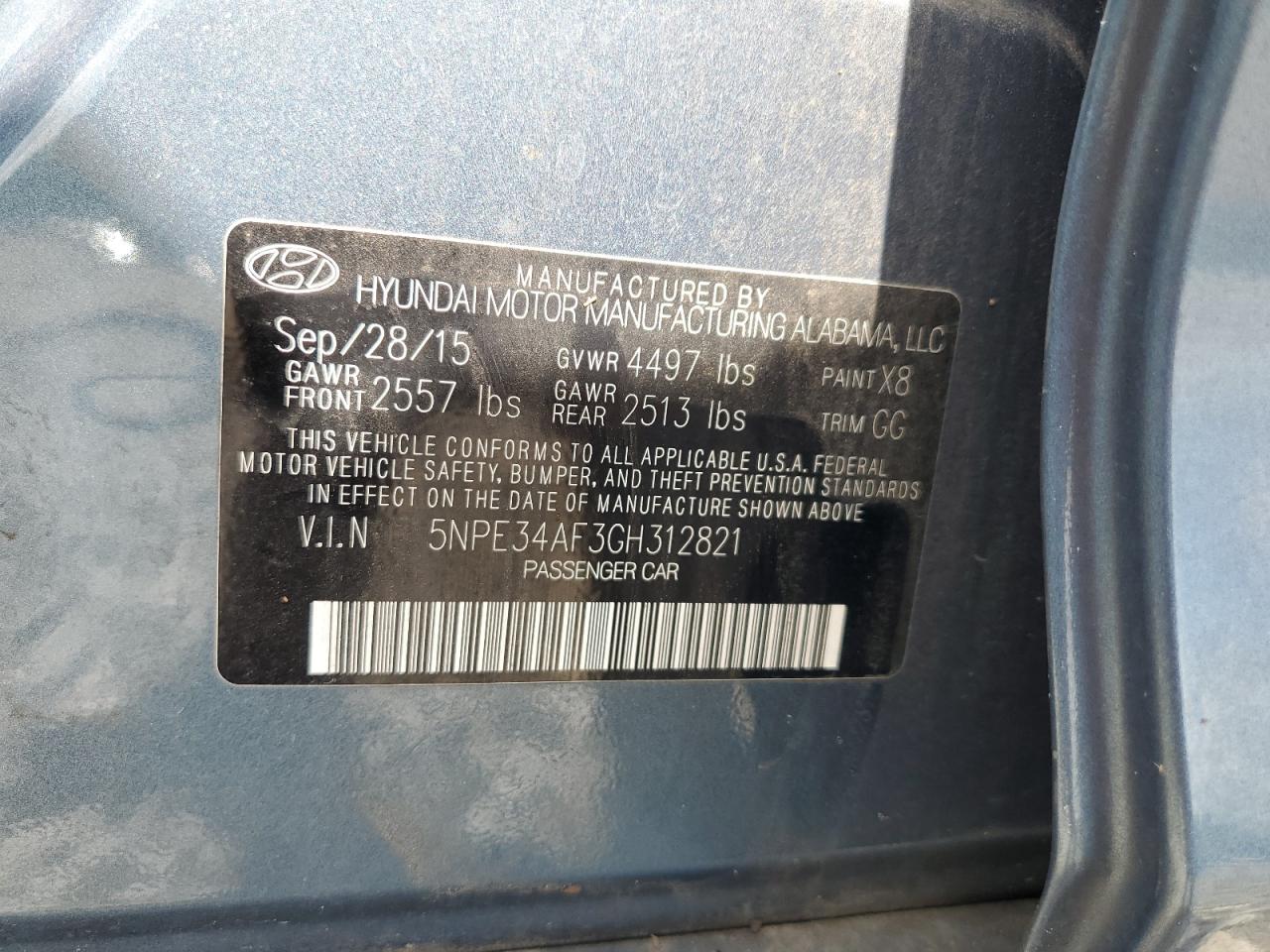 5NPE34AF3GH312821 2016 Hyundai Sonata Sport