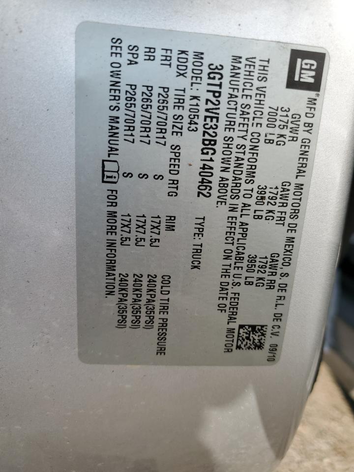 3GTP2VE32BG140462 2011 GMC Sierra K1500 Sle