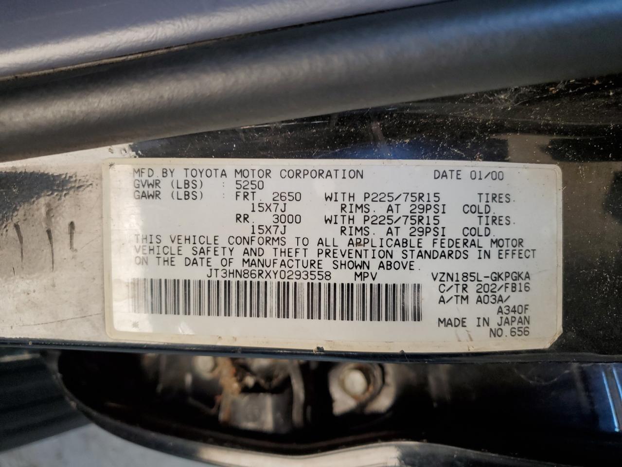 JT3HN86RXY0293558 2000 Toyota 4Runner Sr5