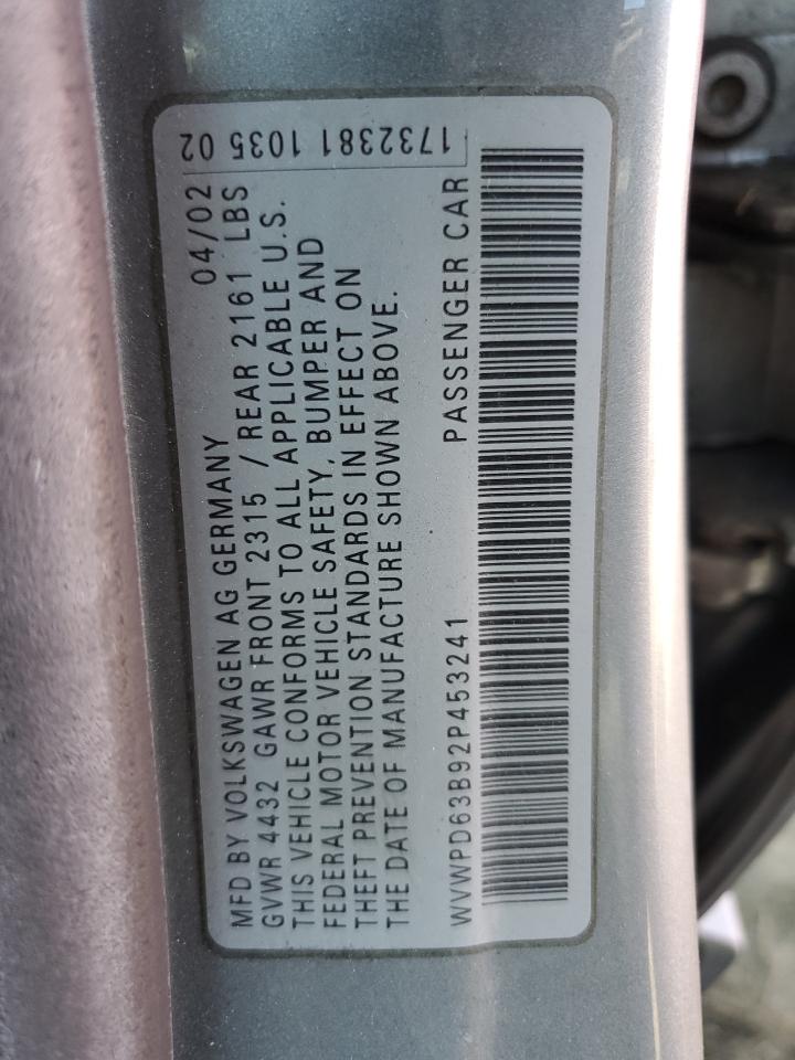 WVWPD63B92P453241 2002 Volkswagen Passat Gls