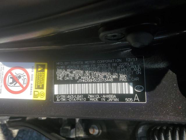 2012 Lexus Ct 200 VIN: JTHKD5BH5C2073448 Lot: 60819714