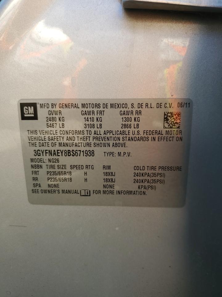 3GYFNAEY8BS671938 2011 Cadillac Srx Luxury Collection