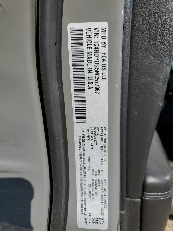 1C4RDHDG5MC577967 2021 Dodge Durango Gt