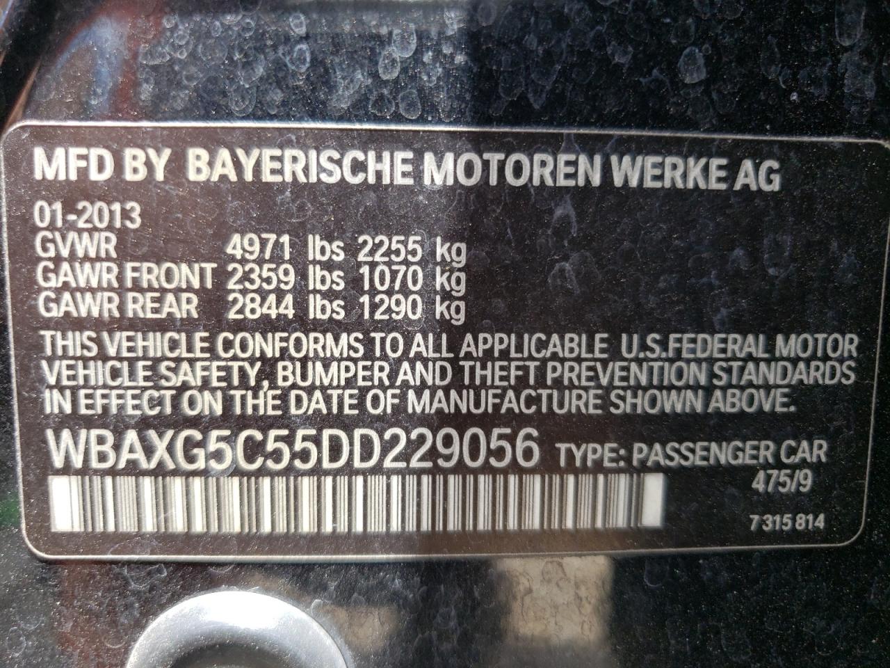 WBAXG5C55DD229056 2013 BMW 528 I