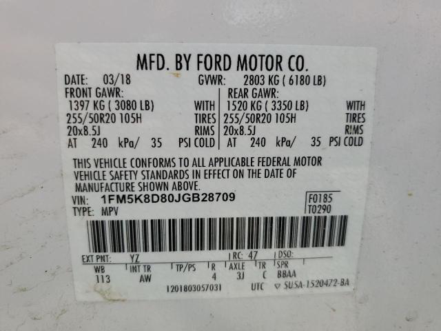 2018 FORD EXPLORER X - 1FM5K8D80JGB28709