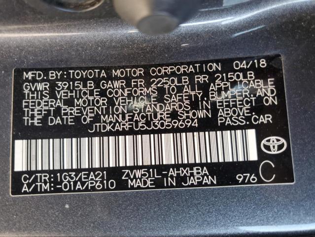 2018 Toyota Prius VIN: JTDKARFU5J3059694 Lot: 60342944