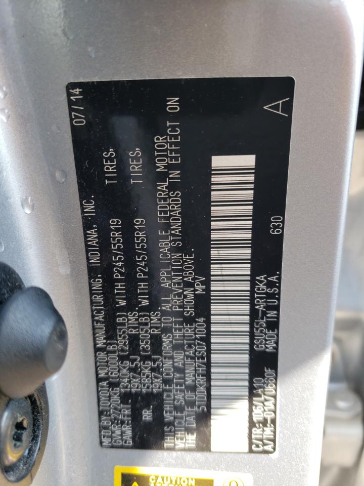 5TDDKRFH7ES071004 2014 Toyota Highlander Limited