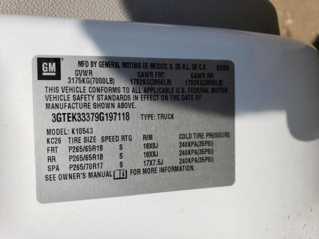 2009 GMC Sierra K1500 Slt VIN: 3GTEK33379G197118 Lot: 62716704