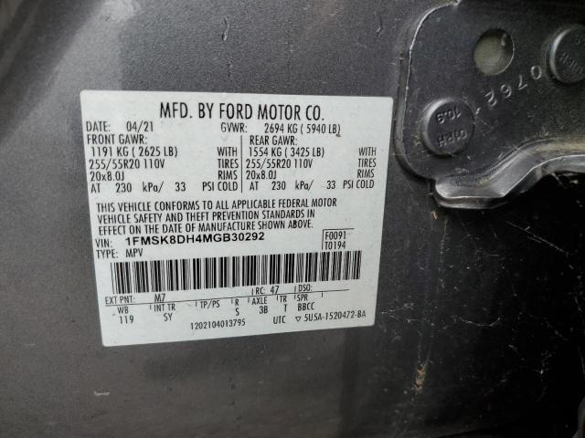 2021 Ford Explorer Xlt VIN: 1FMSK8DH4MGB30292 Lot: 61160234