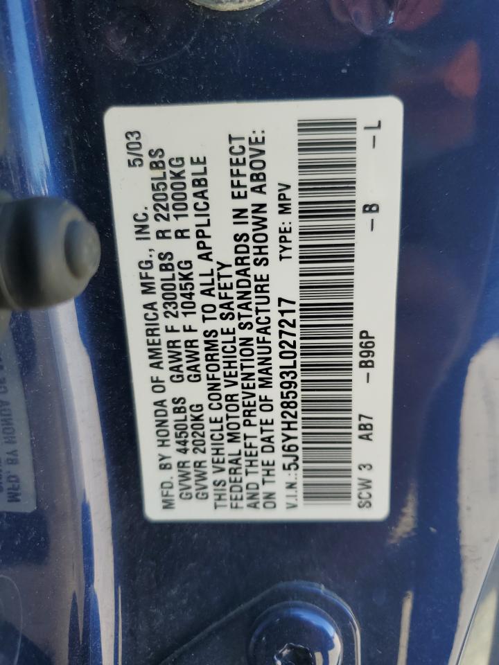 5J6YH28593L027217 2003 Honda Element Ex