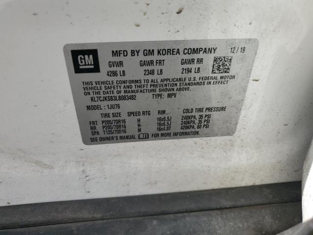 2020 Chevrolet Trax Ls VIN: KL7CJKSB3LB083482 Lot: 62007264