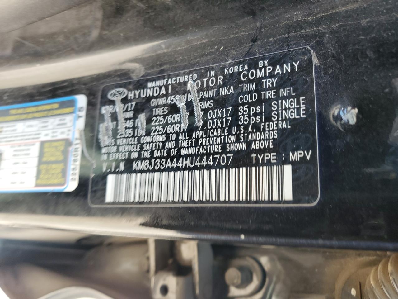 KM8J33A44HU444707 2017 Hyundai Tucson Limited