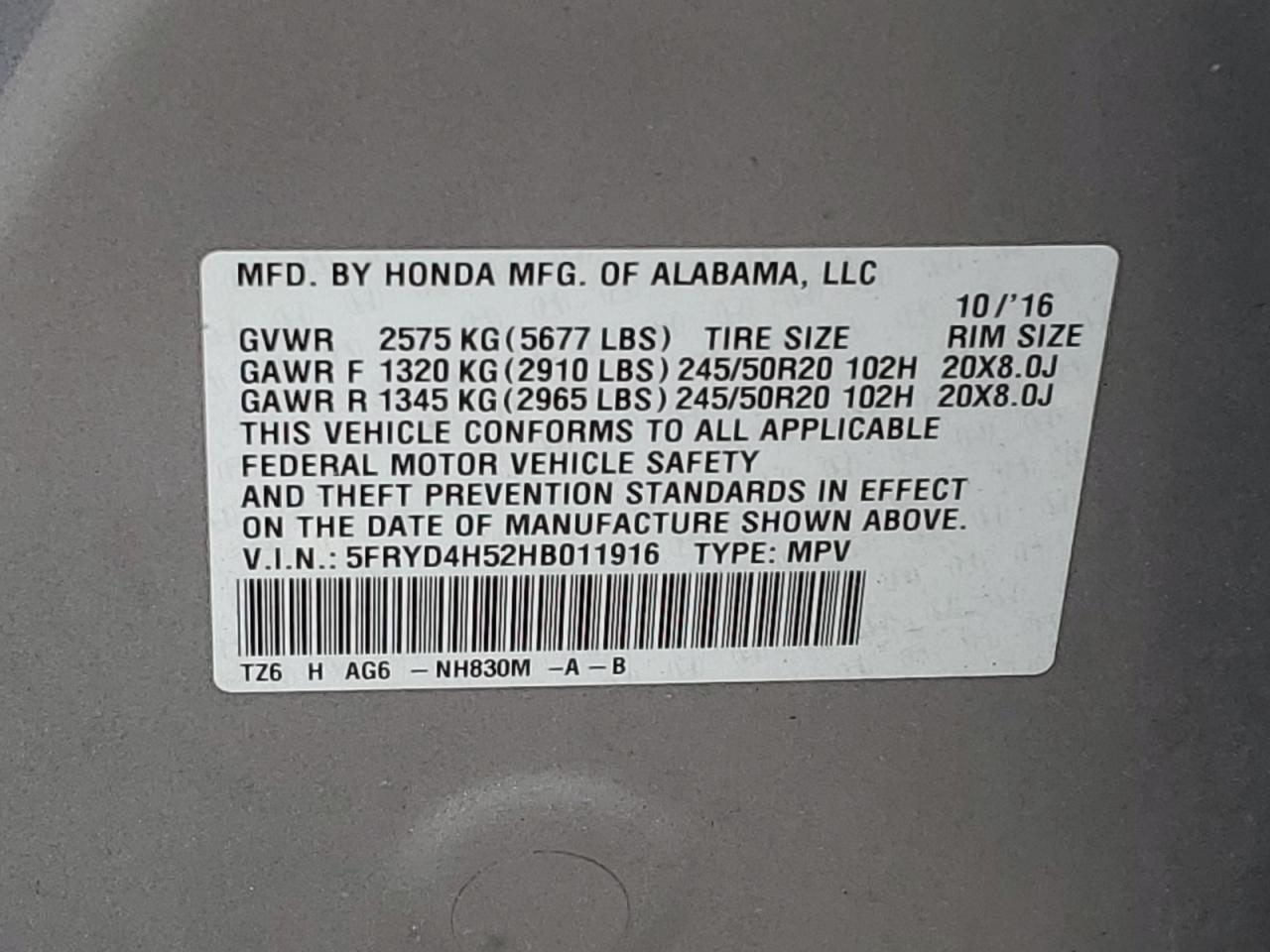 5FRYD4H52HB011916 2017 Acura Mdx Technology