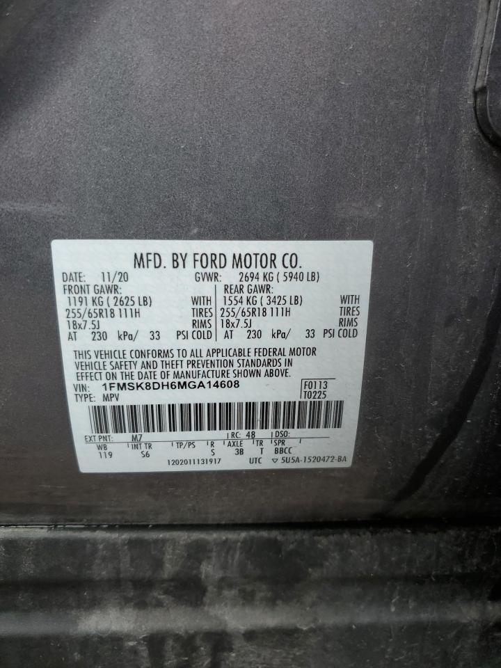 1FMSK8DH6MGA14608 2021 Ford Explorer Xlt