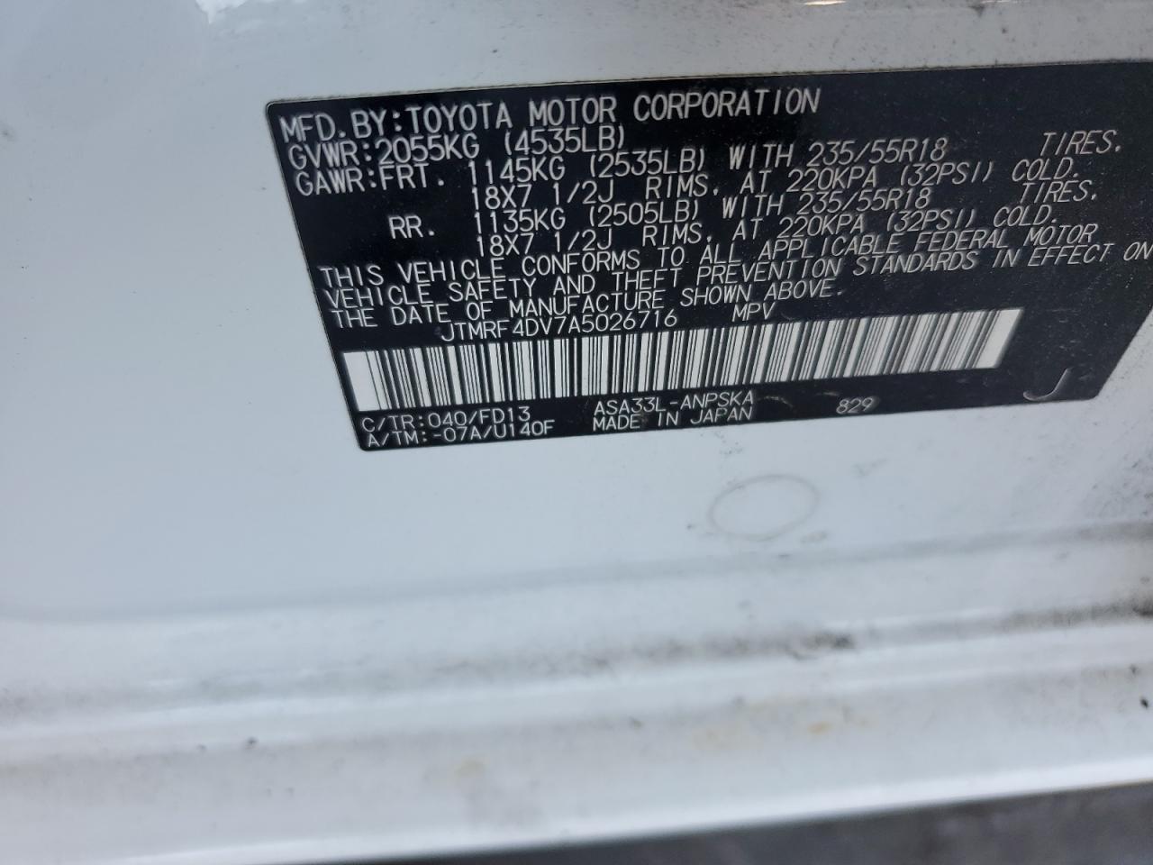 JTMRF4DV7A5026716 2010 Toyota Rav4 Sport