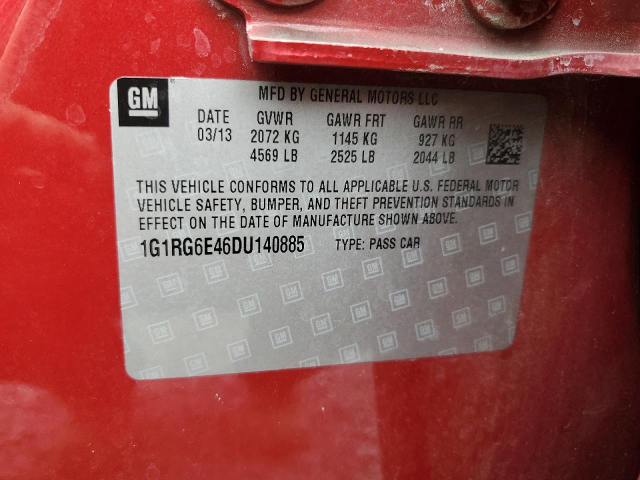 1G1RG6E46DU140885 2013 Chevrolet Volt