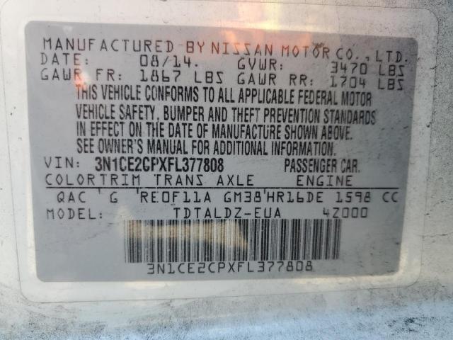 VIN 3N1CE2CPXFL377808 2015 Nissan Versa, S no.12