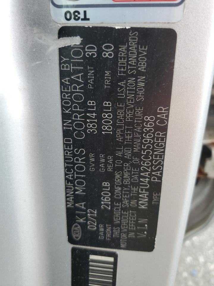 KNAFU4A26C5596368 2012 Kia Forte Ex