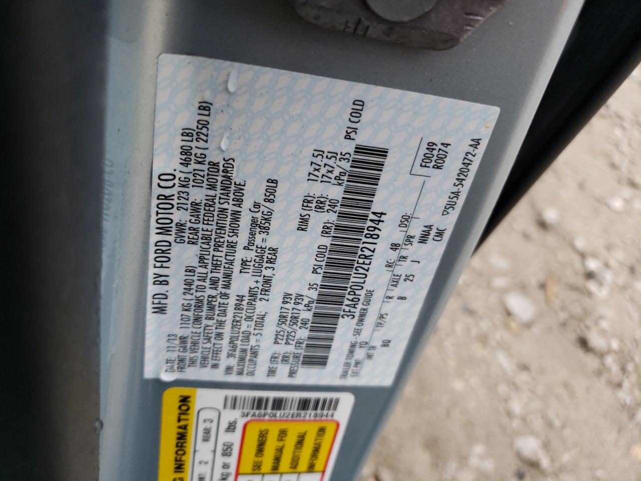 3FA6P0LU2ER218944 2014 Ford Fusion Se Hybrid