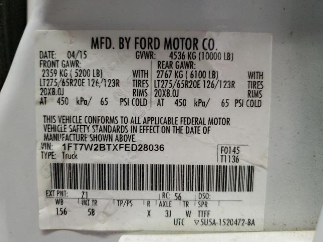 2015 FORD F250 SUPER - 1FT7W2BTXFED28036
