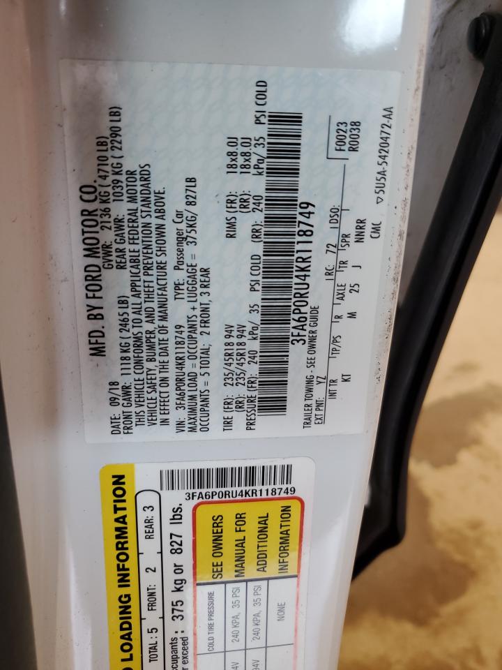 3FA6P0RU4KR118749 2019 Ford Fusion Titanium