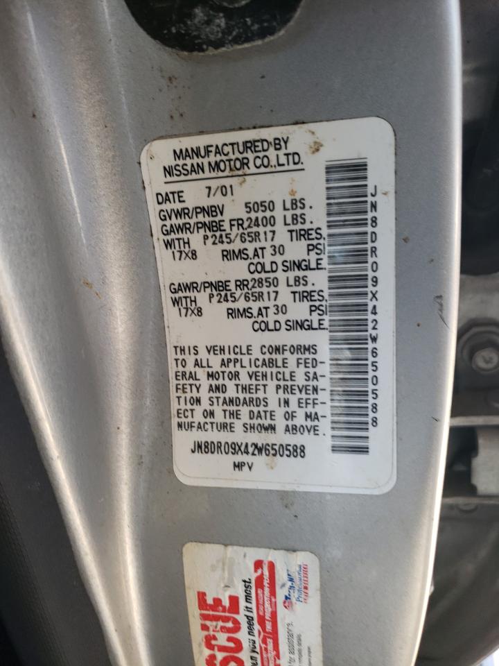 JN8DR09X42W650588 2002 Nissan Pathfinder Le