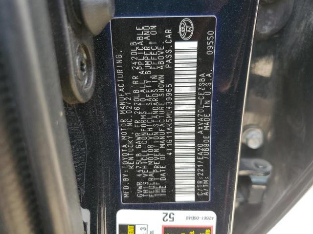 VIN 4T1G11AK5MU439965 2021 Toyota Camry, SE no.12