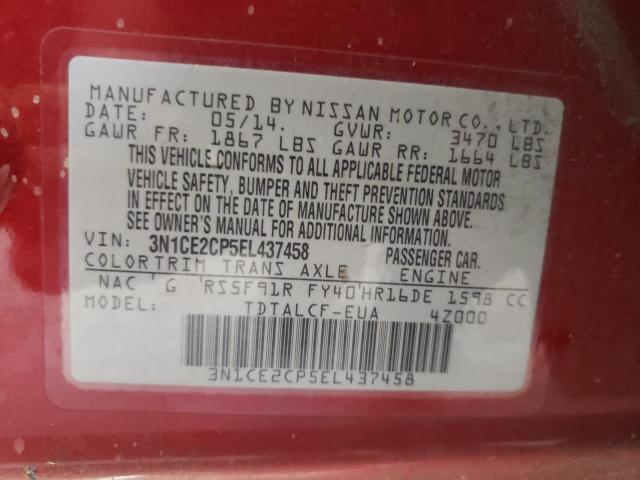 VIN 3N1CE2CP5EL437458 2014 Nissan Versa, S no.13