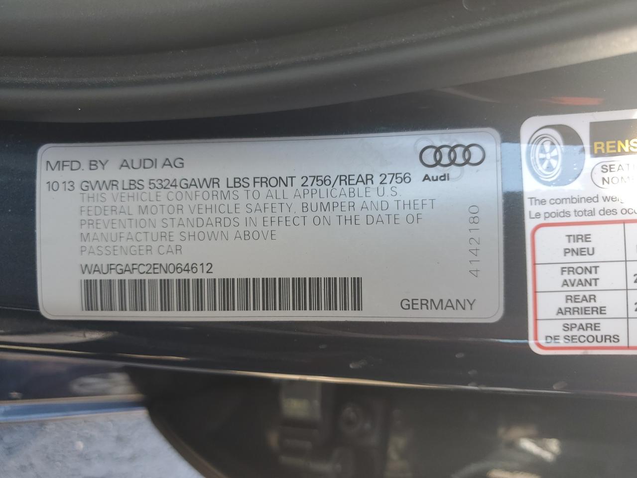 WAUFGAFC2EN064612 2014 Audi A6 Premium Plus