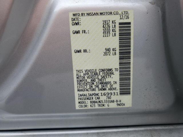 2017 NISSAN ALTIMA 2.5 - 1N4AL3AP0HC169931
