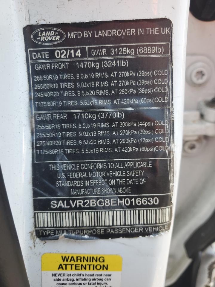 SALVR2BG8EH016630 2014 Land Rover Range Rover Evoque Pure Premium