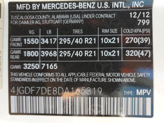 VIN 4JGDF7DE8DA165319 2013 Mercedes-Benz GL-Class, ... no.13