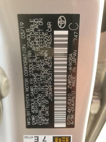 2019 TOYOTA PRIUS PRIM - JTDKARFP3K3114378