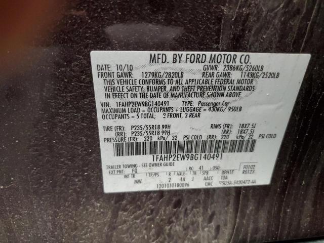 2011 Ford Taurus Sel VIN: 1FAHP2EW9BG140491 Lot: 61435754