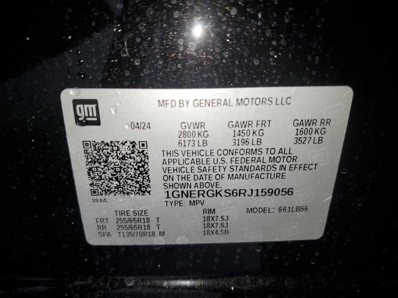 1GNERGKS6RJ159056 2024 Chevrolet Traverse Lt