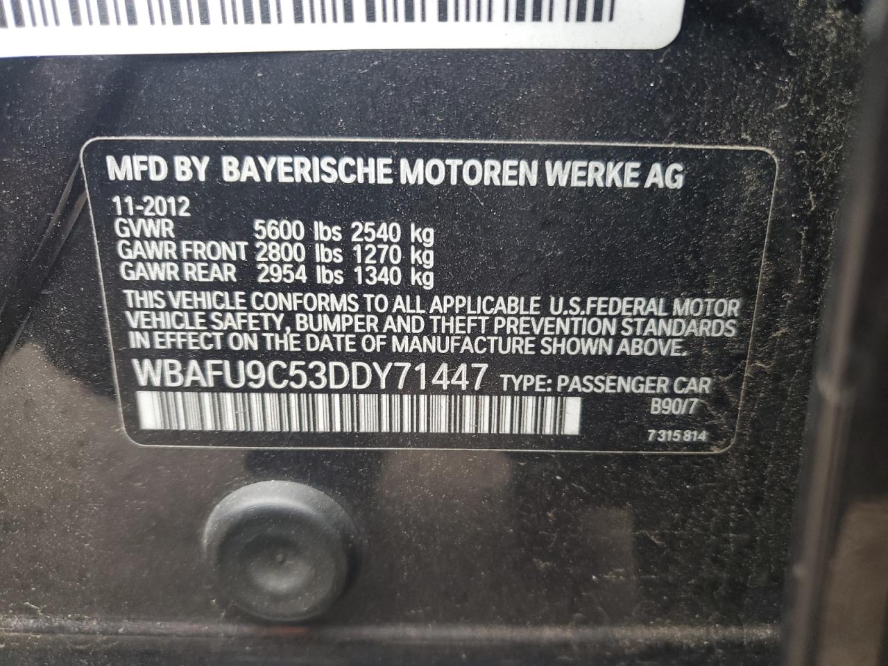 WBAFU9C53DDY71447 2013 BMW 550 Xi