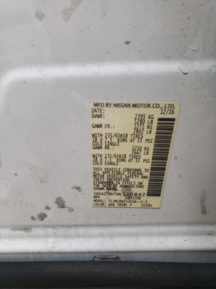 5N1AZ2MH7HN126842 2017 Nissan Murano S