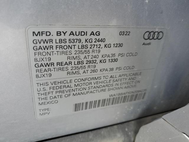 VIN WA1BBAFY0N2084235 2022 Audi Q5, Premium Plus 40 no.13