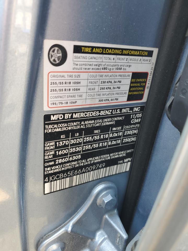 4JGCB65E66A009749 2006 Mercedes-Benz R 350