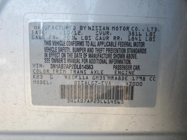 2013 Nissan Sentra S VIN: 3N1AB7AP2DL614563 Lot: 62189644