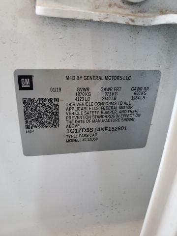 2019 Chevrolet Malibu Lt VIN: 1G1ZD5ST4KF152601 Lot: 61684894